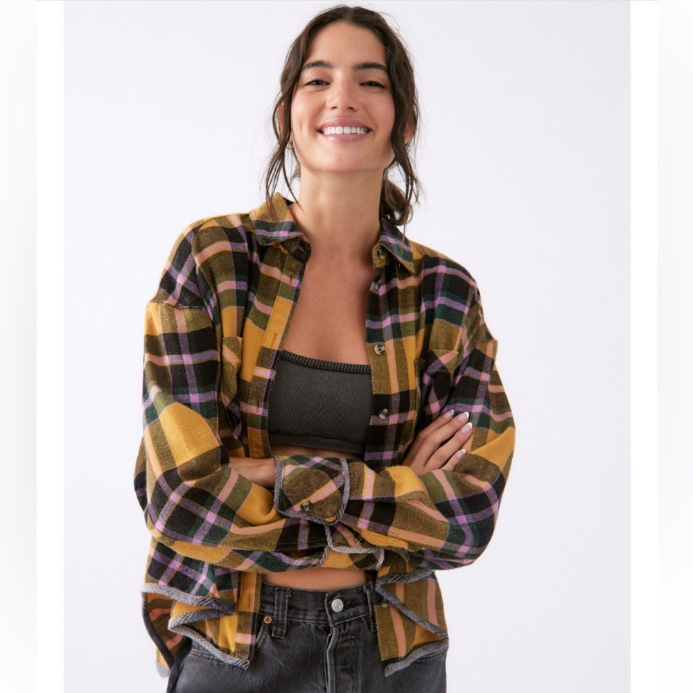 NWT Urban Outfitters BDG Karl Slouchy Flannel Button-Down Shirt Sz Small - Picture 5 of 9